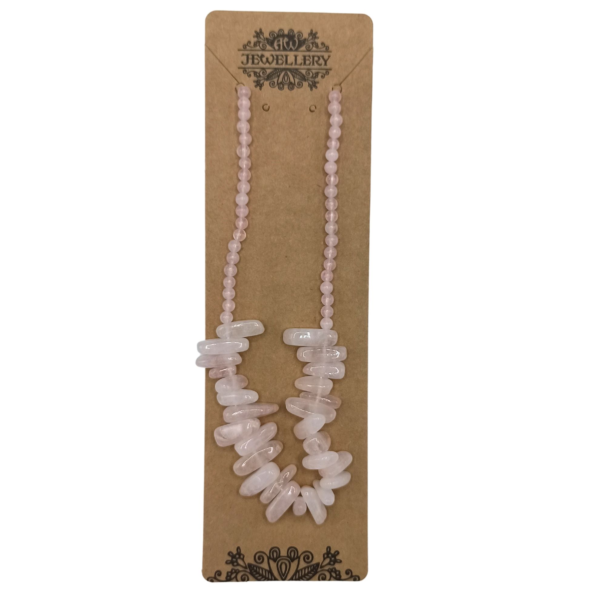 Rose Quartz Gemstone Necklace - Longstone - Image 3