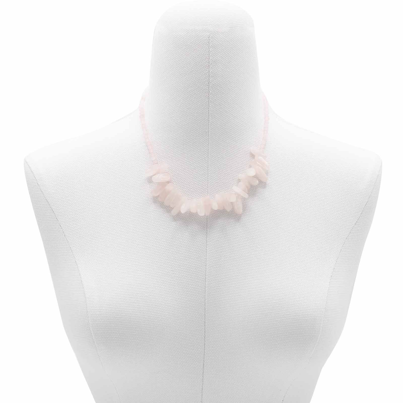 Rose Quartz Gemstone Necklace - Longstone - Image 2