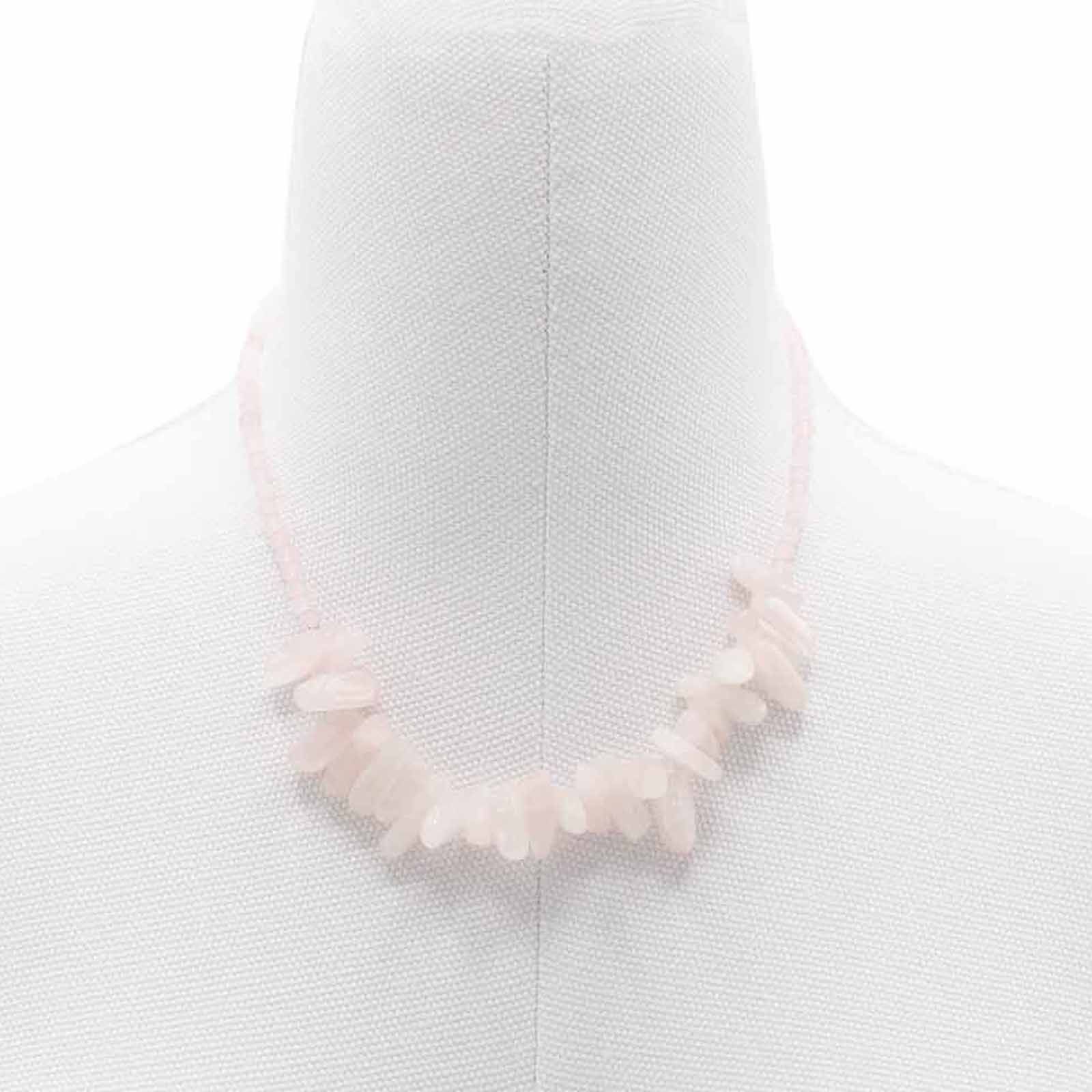 Rose Quartz Gemstone Necklace - Longstone